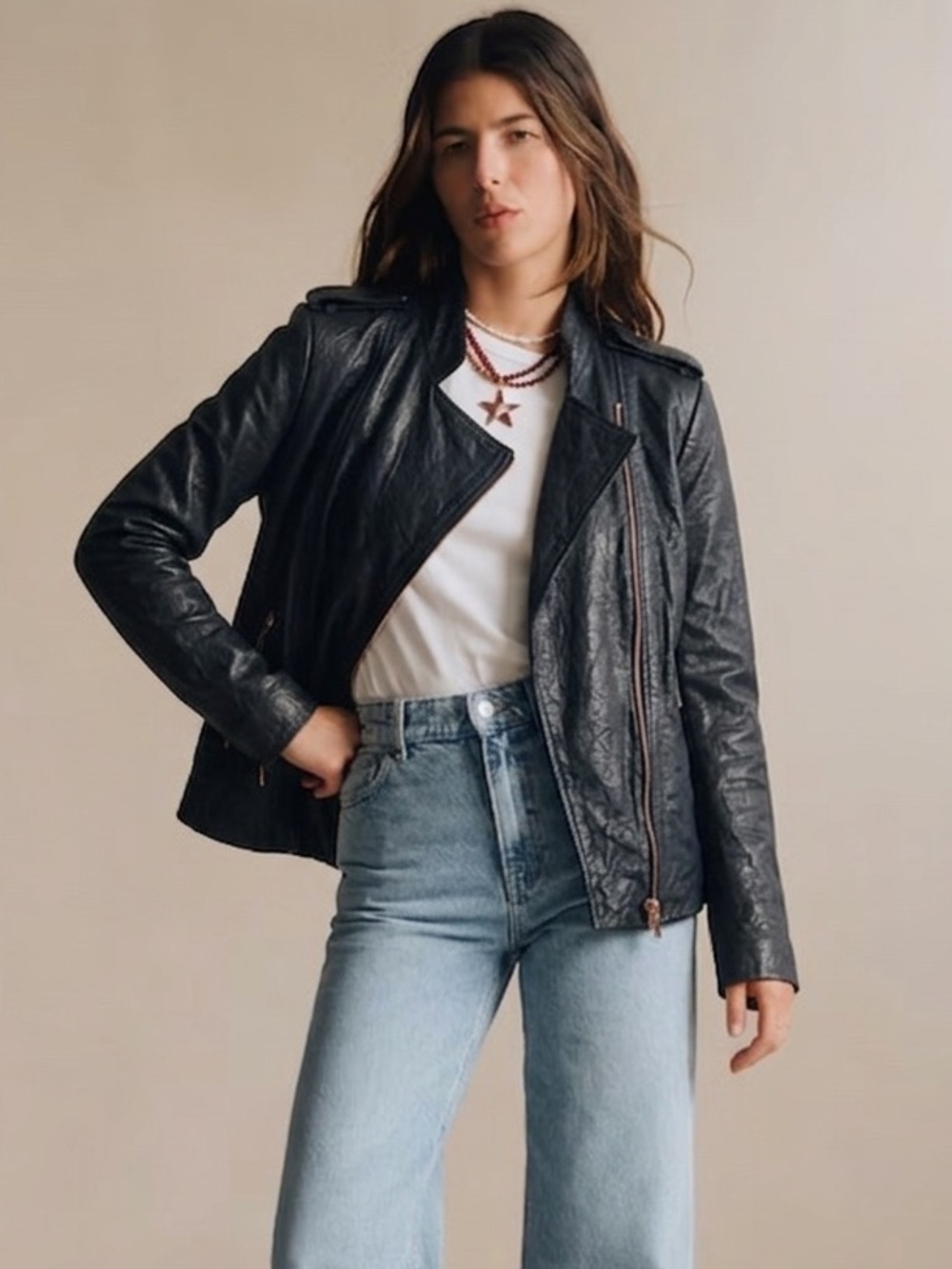 THEYSKEN’S THEORY Leather Moto Jacket Black Size XS